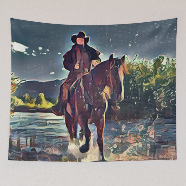Artikelvorschau, Cowboy auf dem Fluss-Aquarell entworfen und verkauft von LGMmugsdesign.