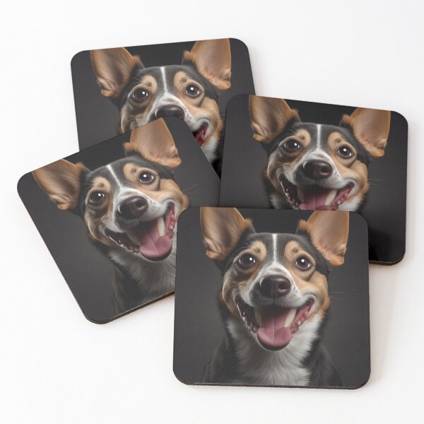 Item preview, happy terrier dog black background center view wide designed and sold by Arulsha.
