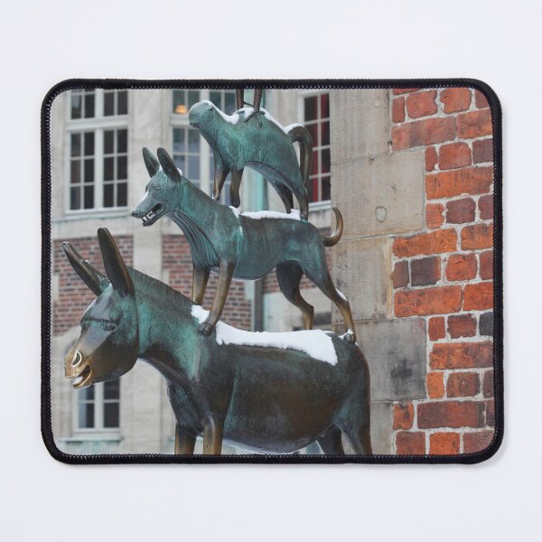 Item preview, Bremen Town Musicians with snow in winter, Bremen, Germany, Europe designed and sold by Torsten Krüger.
