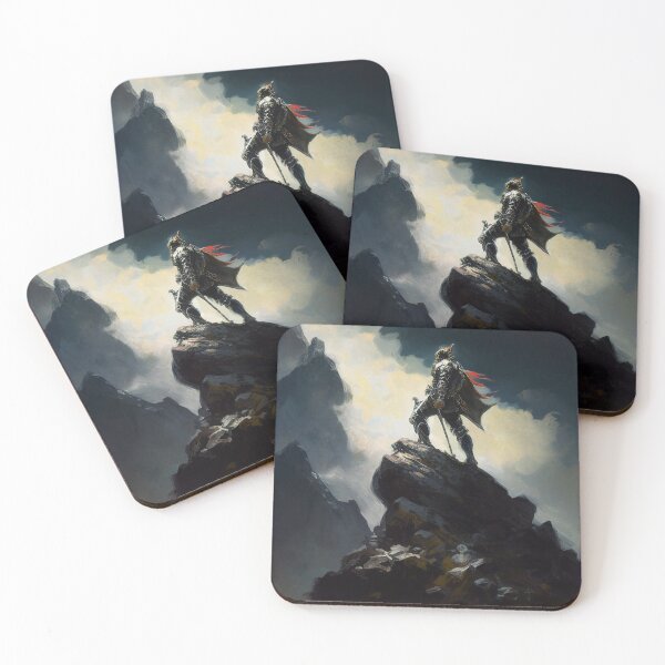 Item preview, Warrior Standing on Top of Hill Art Print designed and sold by pathsofmeaning.