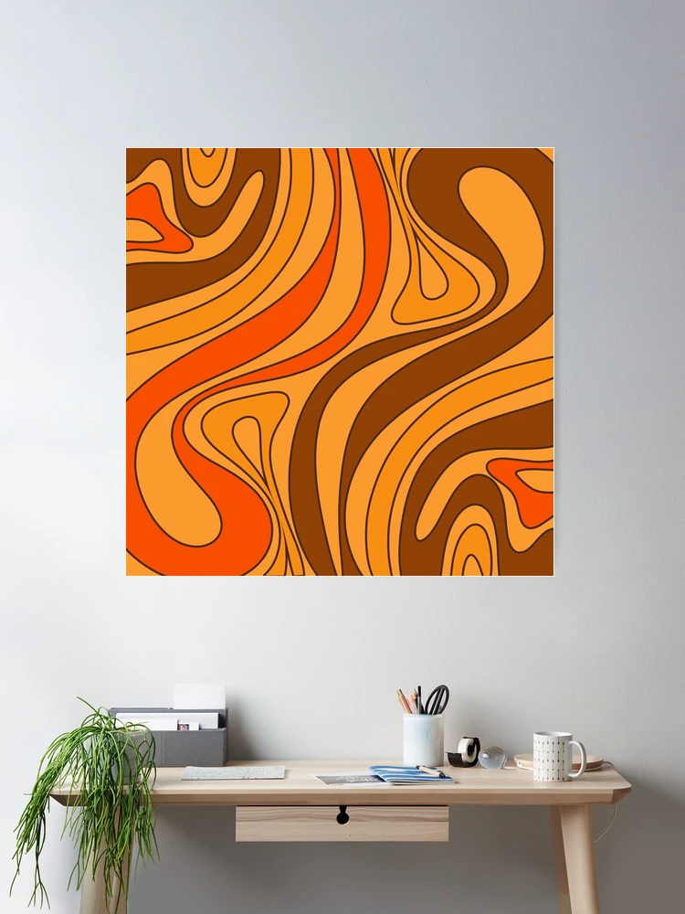 Groovy Flow Retro Abstract 60s 70s Pattern in Brown and Orange