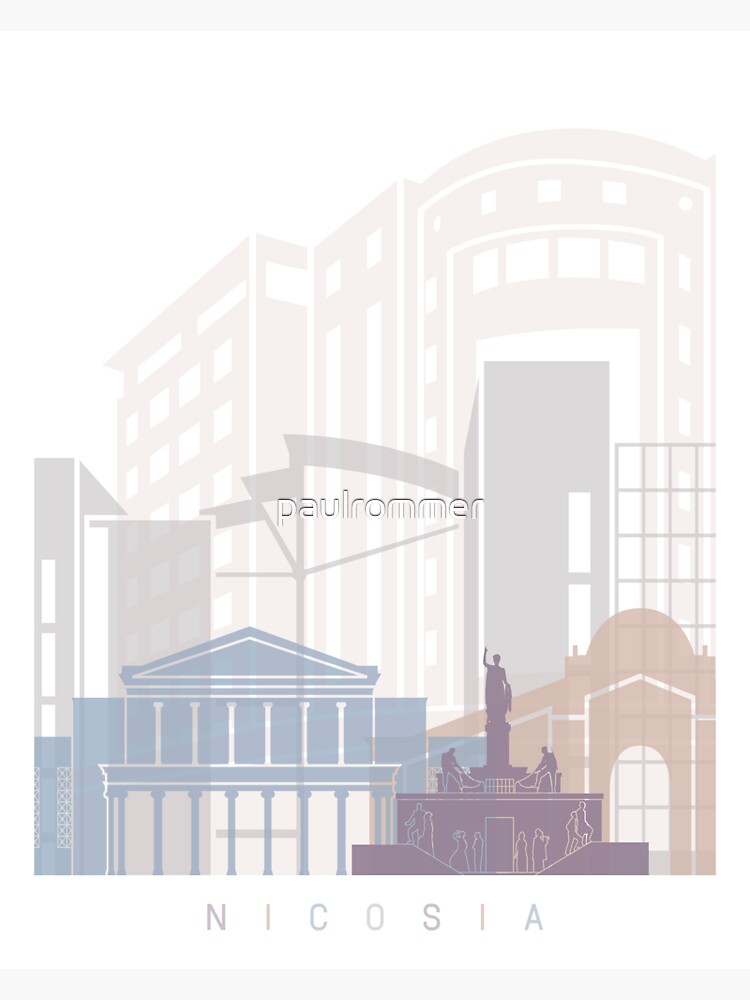 "NICOSIA SKYLINE POSTER PASTEL" Sticker for Sale by paulrommer Redbubble