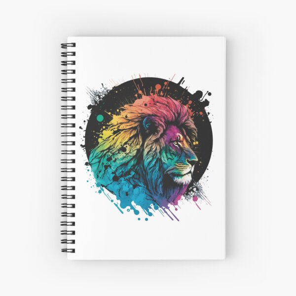 Lion Colour Ink Drawing Spiral Notebook