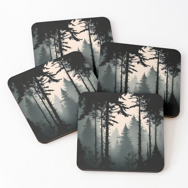 Item preview, Silhouette of tree tops in the fog | Haunted Forest | Forest Fog | Rainy Forest  designed and sold by CosmicLoots.