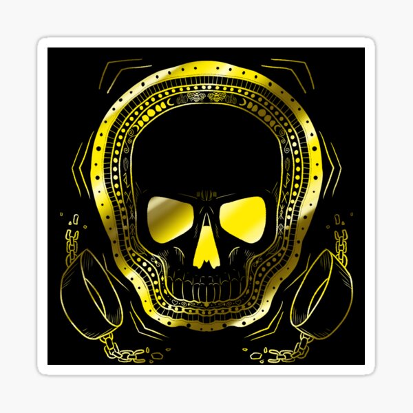 Black And Gold Skull Sticker For Sale By Shellbyscorner Redbubble