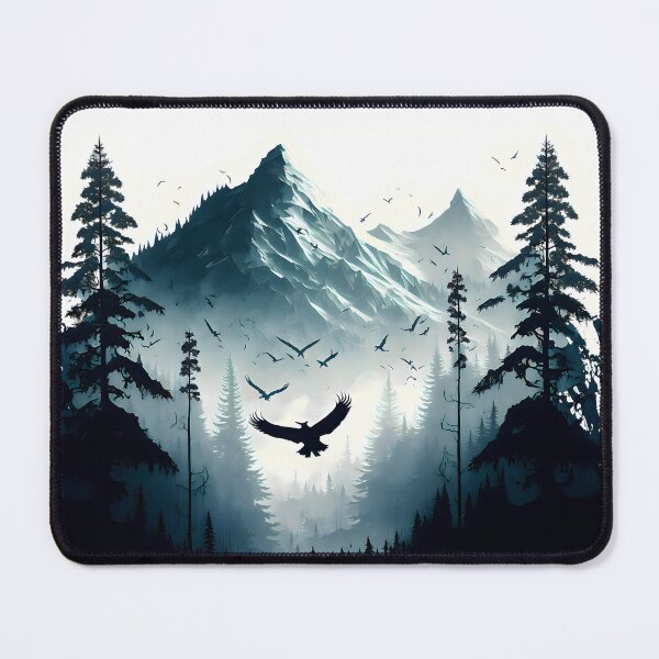Item preview, Silhouette of Treetops and Mountains | Haunted Forest | Forest Fog | Rainy Forest | Forest and Mountains designed and sold by CosmicLoots.