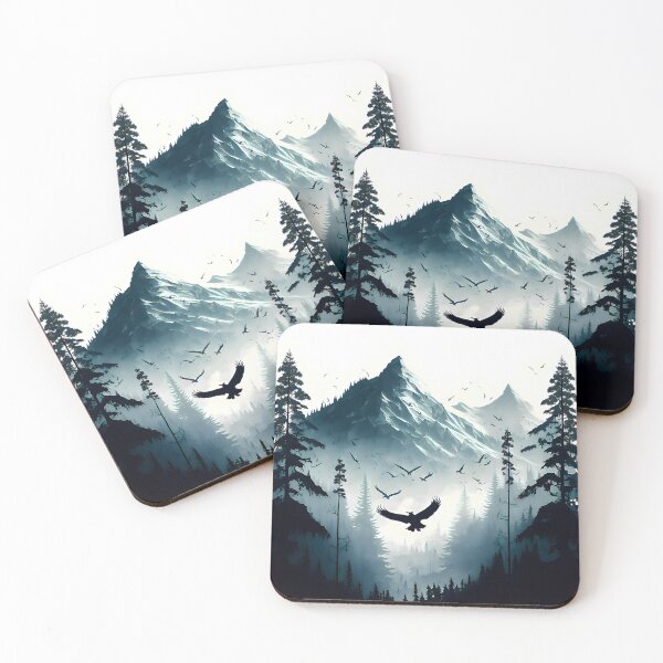 Item preview, Silhouette of Treetops and Mountains | Haunted Forest | Forest Fog | Rainy Forest | Forest and Mountains designed and sold by CosmicLoots.