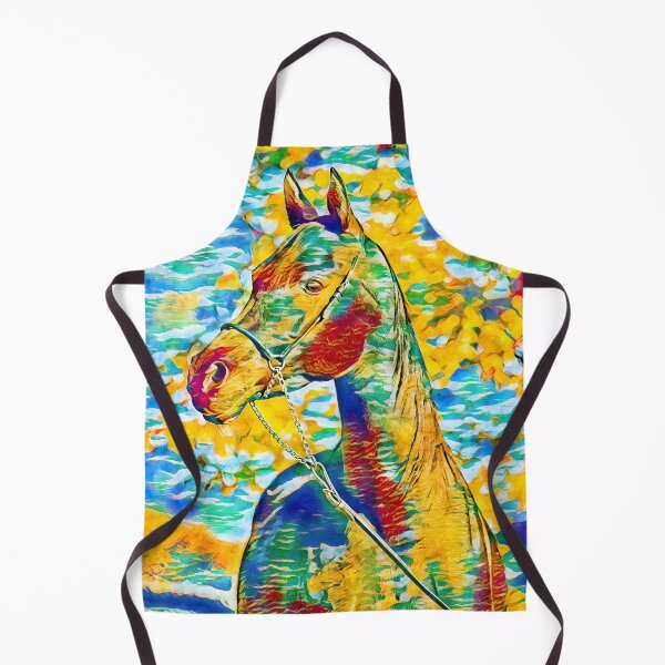 Item preview, Arabian horse colorful portrait in blue, cyan, green, yellow and red designed and sold by NickoPrints.