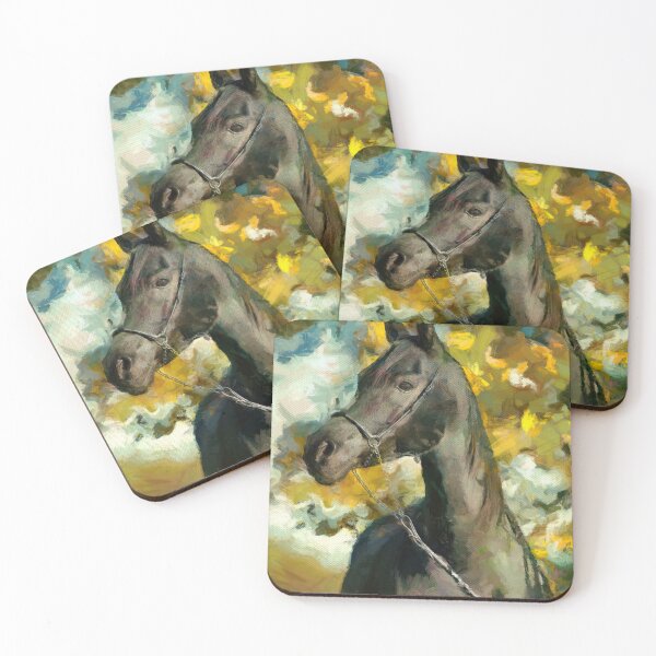 Item preview, Brown arabian horse sitting in front of a tree – digital painting designed and sold by NickoPrints.