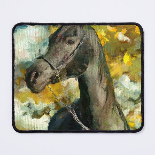 Item preview, Brown arabian horse sitting in front of a tree – digital painting designed and sold by NickoPrints.