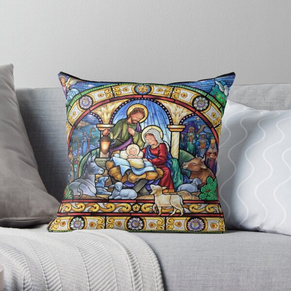 Holy Night Nativity Religious Christmas Decorative Pillow