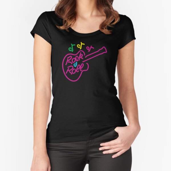 Rock and Roll Neon Fitted Scoop T-Shirt