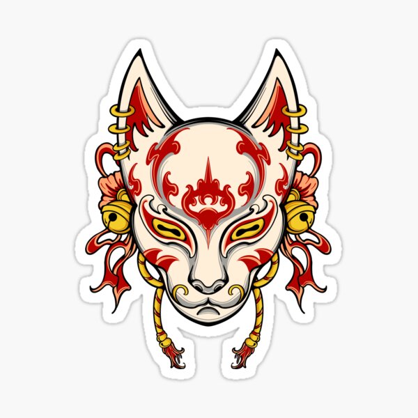 Kitsune Mecha Japanese Kami Inari Fox Kitsune Mask' Sticker