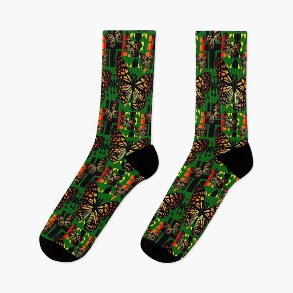 Item preview, Green / Black / Fire Color  Native Butterfly Blanket Print  designed and sold by JMWCD.