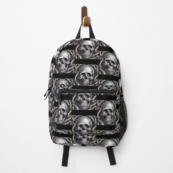 Item preview, SILVER SHINY SKULL WITH METALLIC SNAKES AROUND designed and sold by DanaMire.