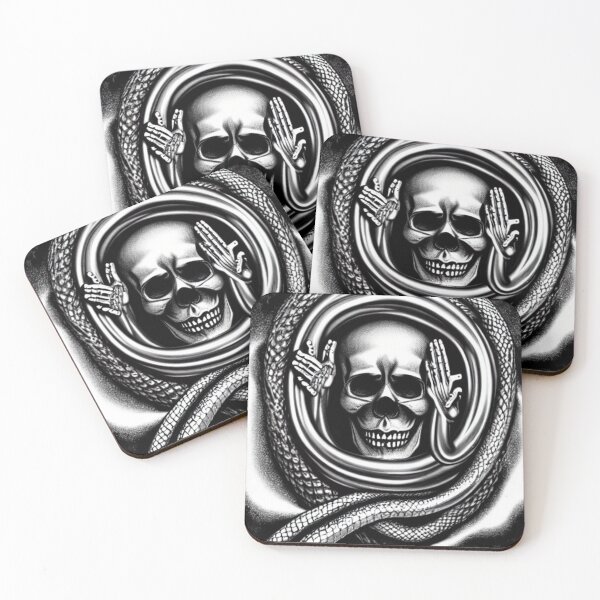 Item preview,  SILVER SHINY SKULL WITH METALLIC SNAKES AROUND designed and sold by DanaMire.