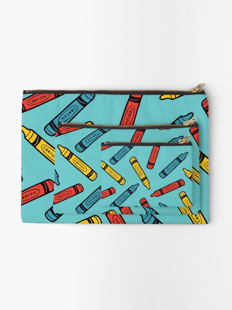 Alternate view of Crayons on Blue Pattern Zipper Pouch