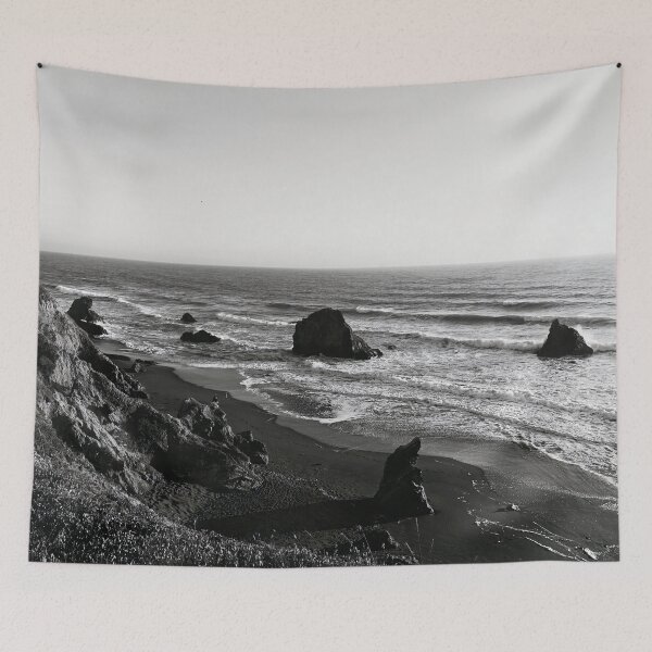 Item preview, Achromo Cali-Route 1 Along the Pacific Ocean,  Northern California Black and White Photography designed and sold by BossyCatHome.