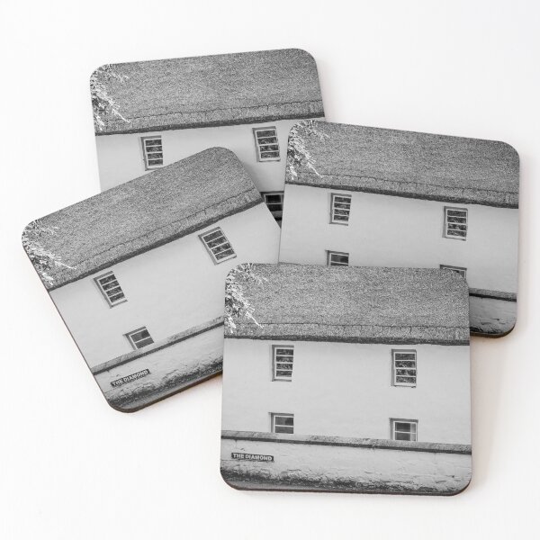 Item preview, Thatched Building on the Diamond bw Northern Ireland designed and sold by eddiebarronshop.