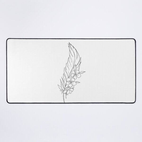 Item preview, Line art illustration of feather with flowers - tattoo idea designed and sold by Sunshine2504.