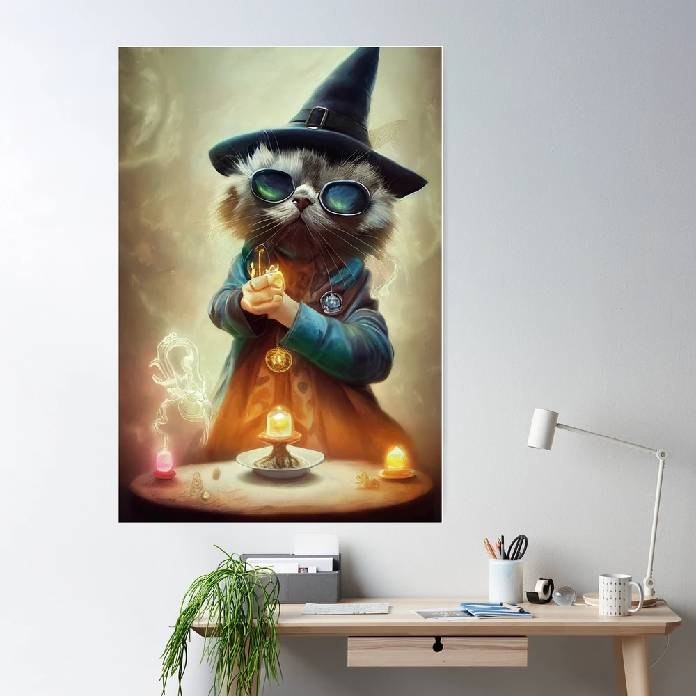 Fantasy Cat Magical Wizard Poster for Sale by Wizard-Mail