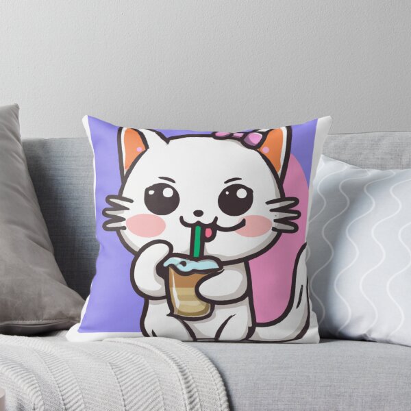 Item preview, cute cat mochi sipping coffee animation designed and sold by Pracheen.