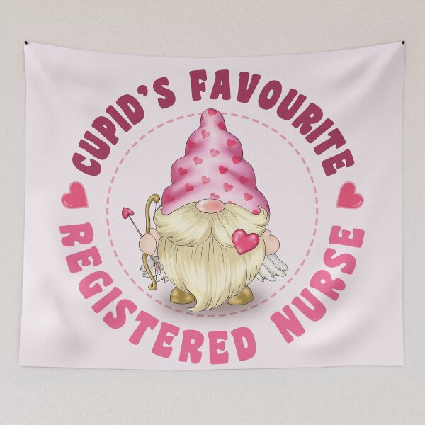 Item preview, Cupid's Favourite Registered Nurse - Pink gnome design for Valentines Day! designed and sold by TaraGbear.
