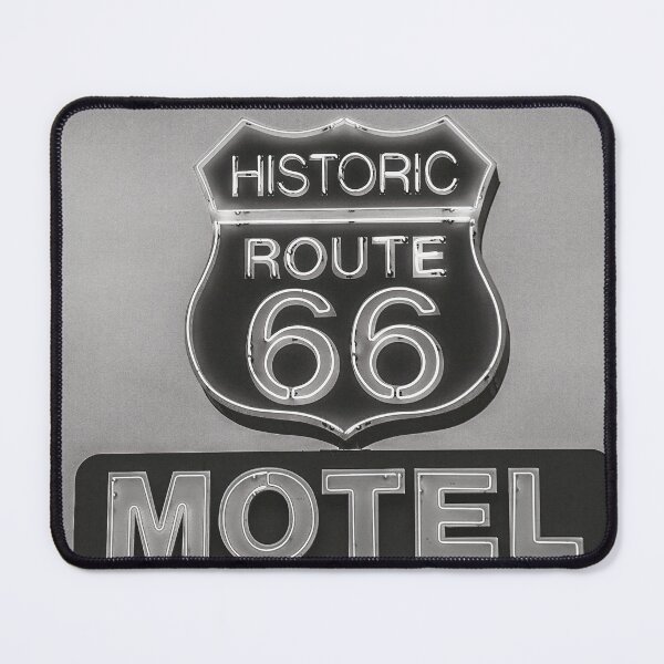Item preview, Achromo Cali-Historic Route 66 Motel Sign Arizona Black and White Photography designed and sold by BossyCatHome.
