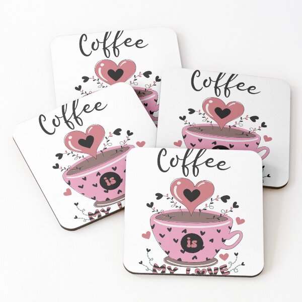 Item preview, Coffee Is My Love Pink Mug designed and sold by HappyLifeCreate.