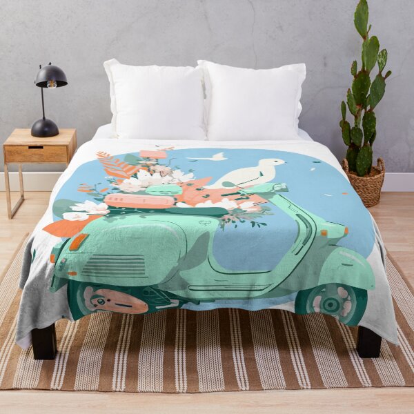 Aperçu de l'œuvre Beau scooter de couleur pastel avec des ornements et des fleurs créée et vendue par Daimonxart.
