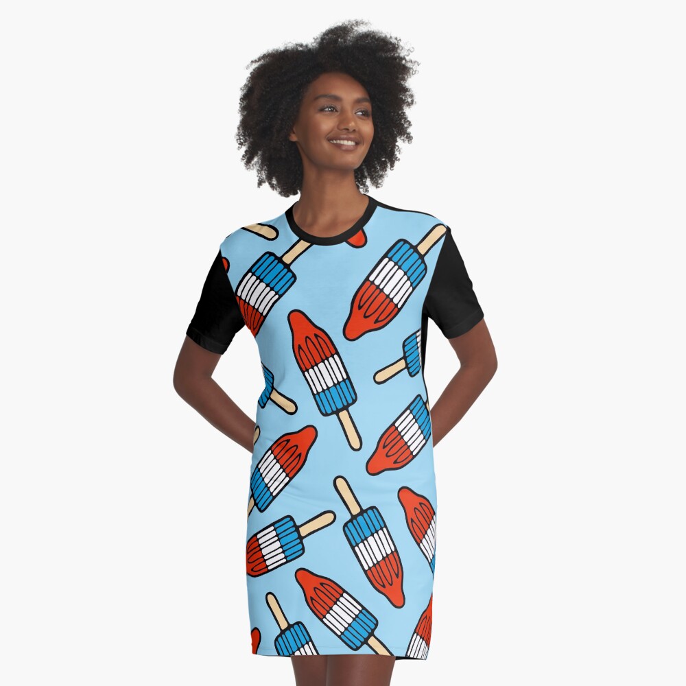 Rocket Popsicle Pattern Graphic T-Shirt Dress