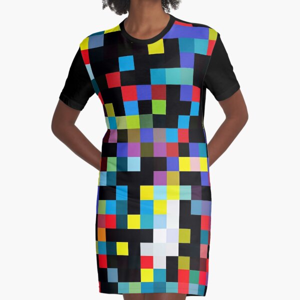 Fine Multi-Colored Square Cells of the Structure of the Universe #Universe #MultiColored #Structure Graphic T-Shirt Dress