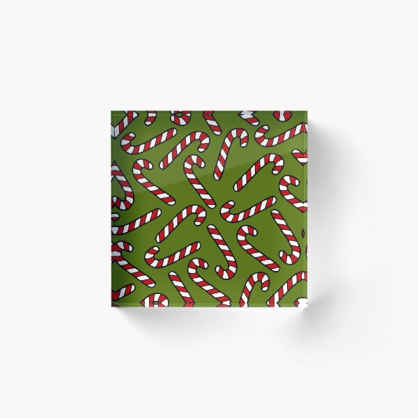 Candy Cane Pattern Acrylic Block