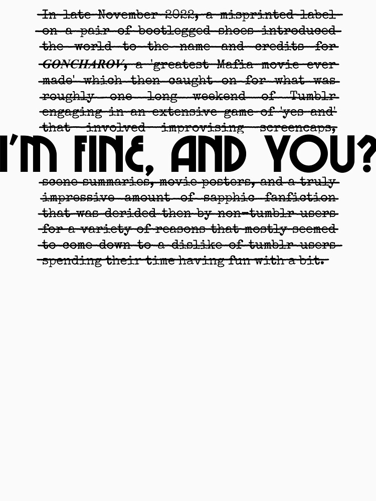 I'm Fine And You - Goncharov Litany Black by TalenLee