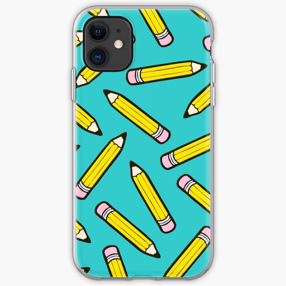 Pencil Power Blue Pattern iPhone Soft Case