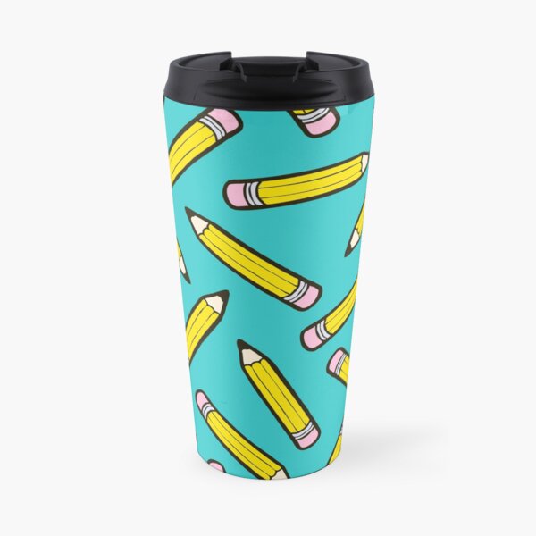 Pencil Power Blue Pattern Travel Mug