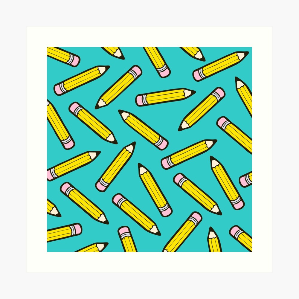 Pencil Power Blue Pattern Art Print