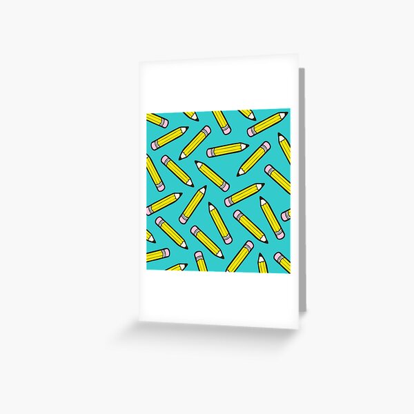 Pencil Power Blue Pattern Greeting Card