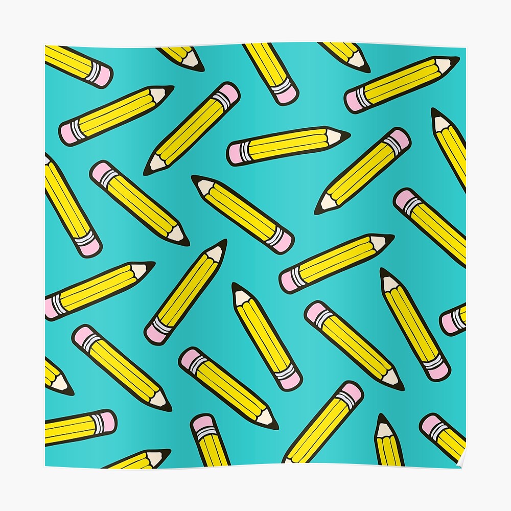 Pencil Power Blue Pattern Poster