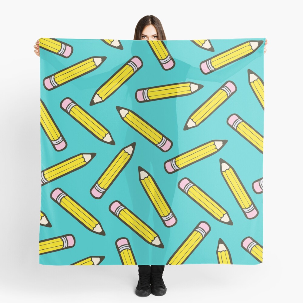 Pencil Power Blue Pattern Scarf