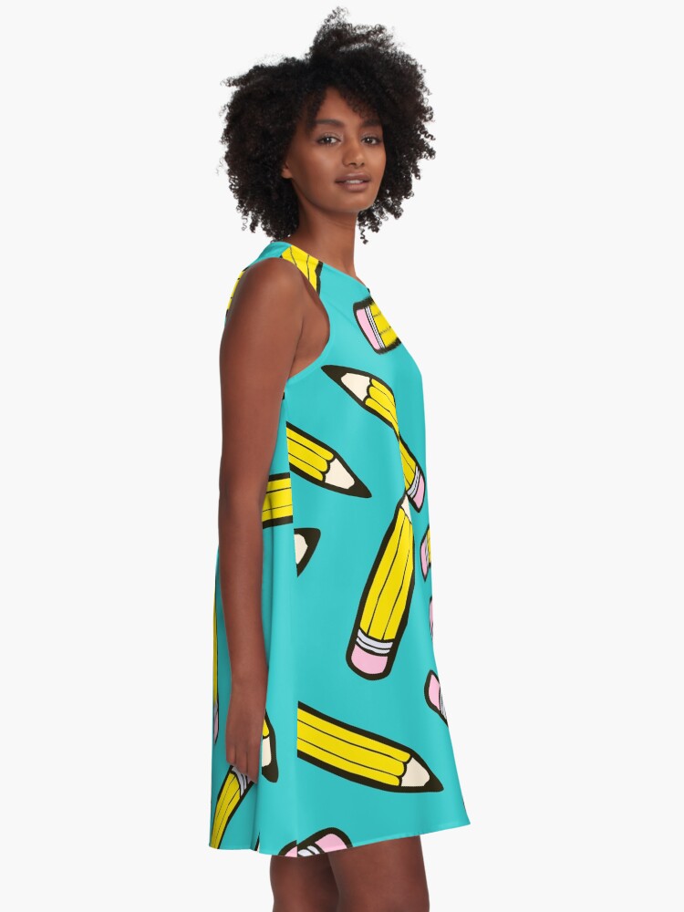 Alternate view of Pencil Power Blue Pattern A-Line Dress