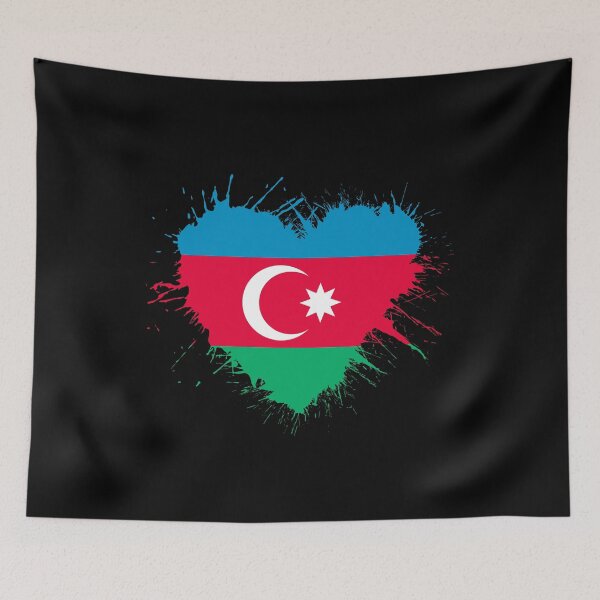 Item preview, Azerbaijan Heart Flag designed and sold by 1681830934131.