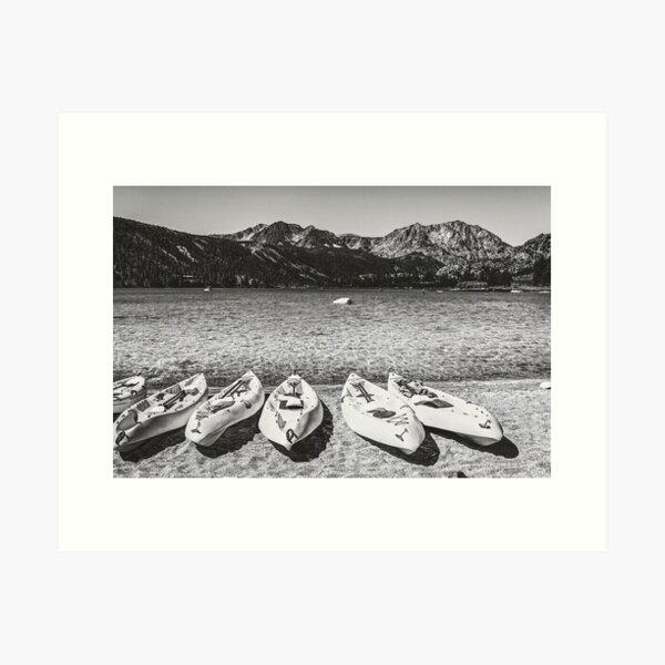 Achromatic Cali-June Lake Kayak California, Black and White Photography Art Print