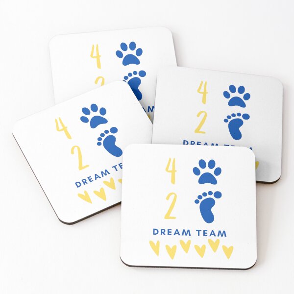 Item preview, Dream team in blue and yellow with paws and feet for dog sport enthusiasts designed and sold by PausePapote.