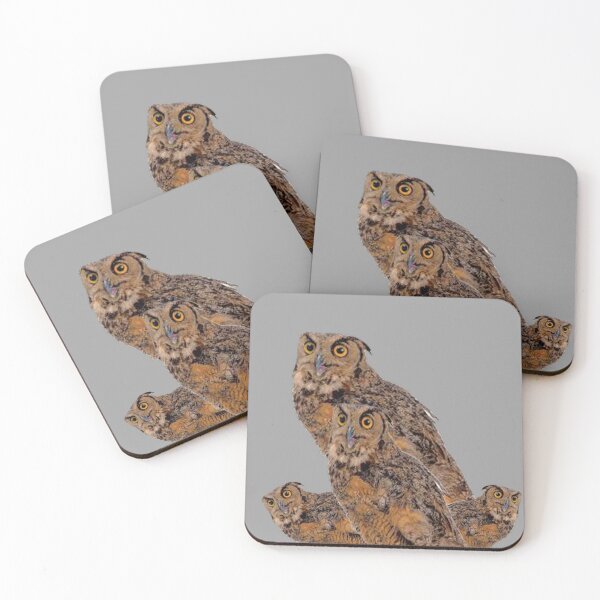Item preview, BROWN FOREST OWL FAMLY GREY ART designed and sold by sharlesart.