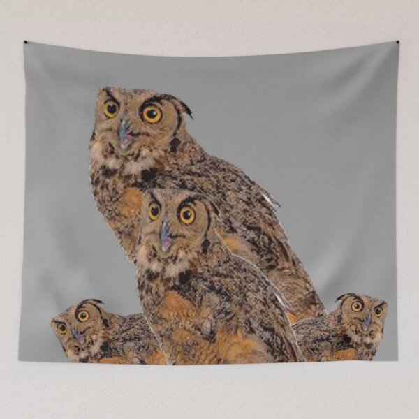 Item preview, BROWN FOREST OWL FAMLY GREY ART designed and sold by sharlesart.