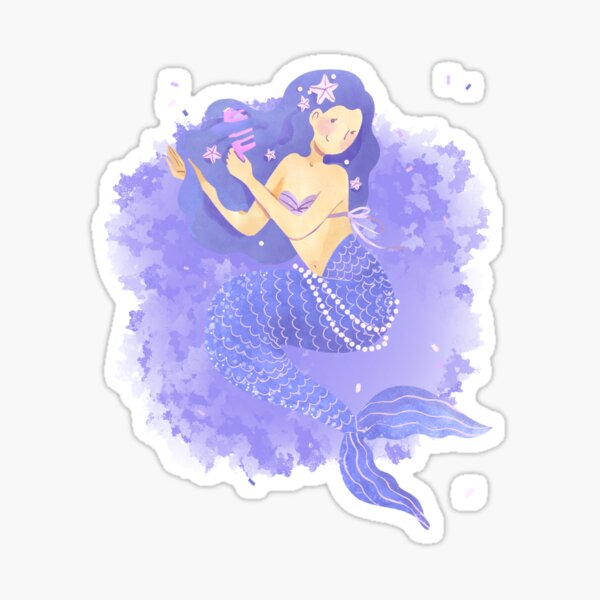 Melody the mermaid with a comb Sticker