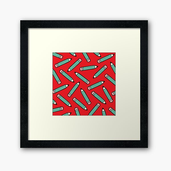 Pencil Power Red Pattern Framed Art Print