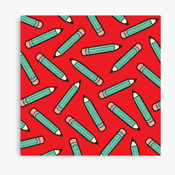 Pencil Power Red Pattern Canvas Print