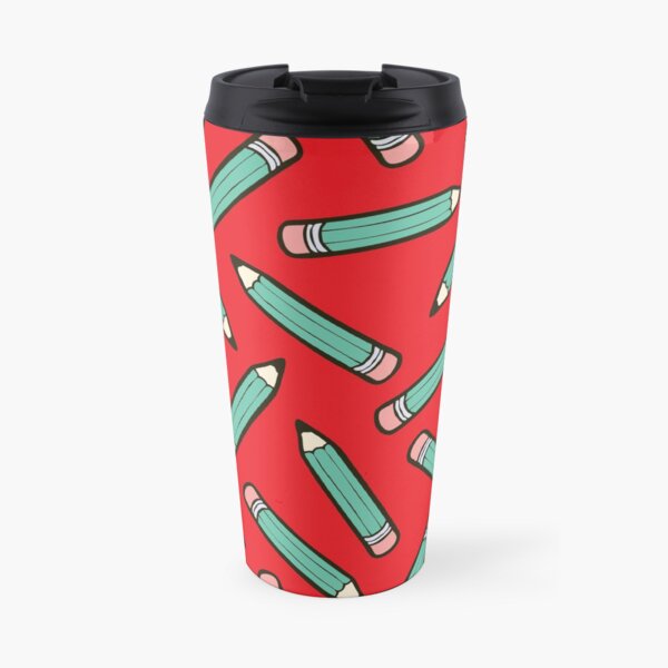 Pencil Power Red Pattern Travel Mug